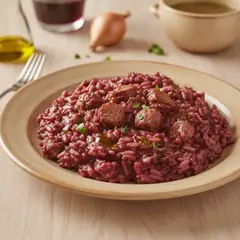Risotto al vino rosso e salsiccia