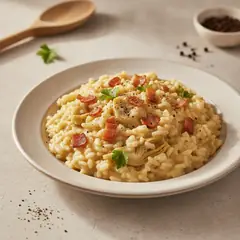 Risotto ai carciofi e pancetta croccante