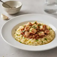 Risotto alla crema di patate con ragù di seppie