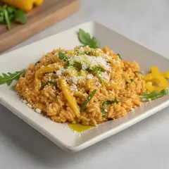 Risotto con peperoni e rucola