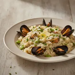 Risotto cozze fave e pecorino
