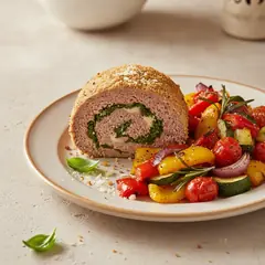 Rollè di macinato con teglia di verdure