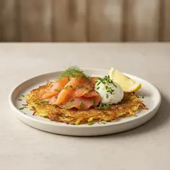 Rosti di patate con salmone affumicato e crema al formaggio