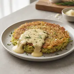 Rosti di zucchine e patate con fonduta al Grana Padano