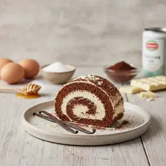 Rotolo al cacao con crema al cioccolato bianco