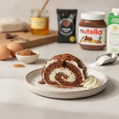 Rotolo al cacao con panna e Nutella