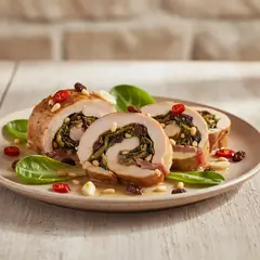 Rotolo di coniglio con pinoli e uvetta