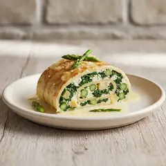 Rotolo di crespelle con asparagi e spinaci