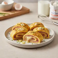 Rotolo di frittata con prosciutto e scamorza
