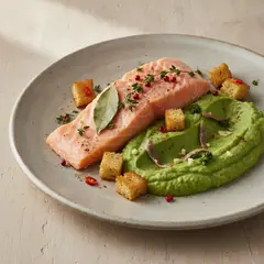 Salmone al vapore con crema di broccoli