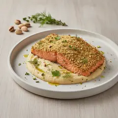 Salmone croccante su crema di cannellini