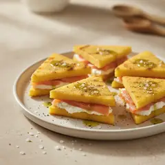 Sandwich di polenta con salmone e crescenza
