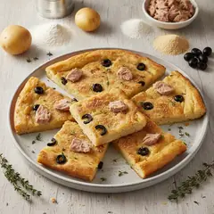 Schiacciata di patate olive e tonno