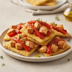 Schiacciate con pollo alla paprika e peperoni rossi