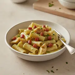 Sedanini rigati alla crema di carciofi e pancetta