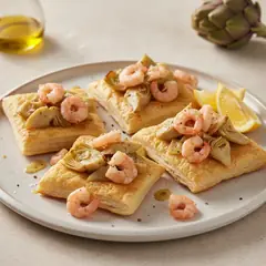 Sfoglia classica con carciofi e gamberetti