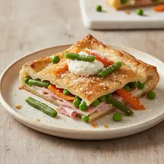 Sfogliata con cotto, ricotta e verdure