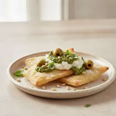 Sfoglie alle olive con pesto e ricotta
