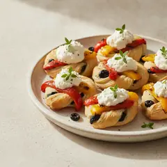 Sfoglie alle olive con ricotta e peperoni grigliati