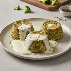 Sformati di broccoli con salsa al caprino