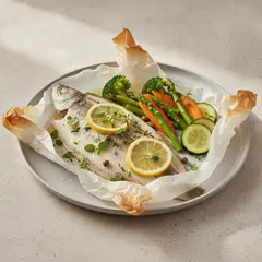 Sogliola al cartoccio con verdure al vapore