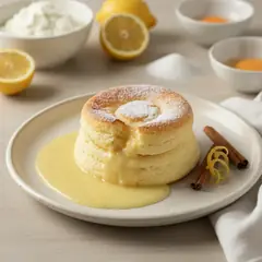Soufflé di ricotta al limone con salsa di limone e cannella
