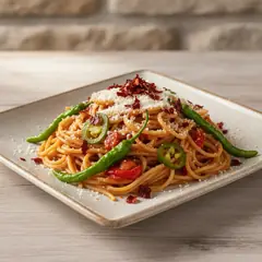 Spaghetti ai peperoni misti
