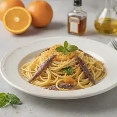 Spaghetti all'arancia con acciughe