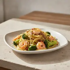 Spaghetti broccoli e gamberi