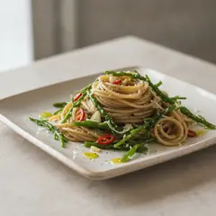 Spaghetti con asparagi di mare
