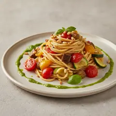Spaghetti con caponatina estiva