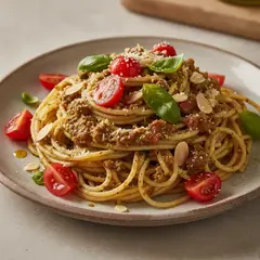 Spaghetti con pesto alla trapanese