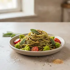 Spaghetti con pesto di salvia e noci