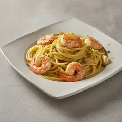 Spaghetto rigato al limone e gamberi