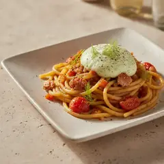 Spaghettone al ragù di triglie