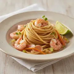 Spaghettoni con gamberi crudi