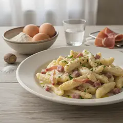 Spatzle panna e speck