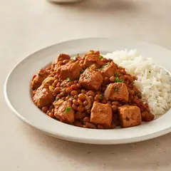 Spezzatino di maiale con lenticchie speziato