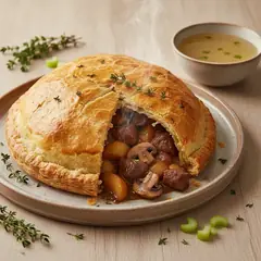 Spezzatino in crosta con patate e funghi