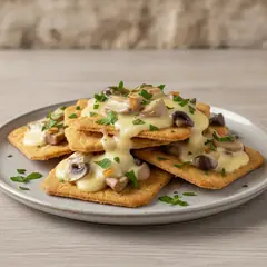 Spianatine con funghi e fonduta di fontina