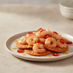 Spianatine con gamberetti aglio olio e peperoncino