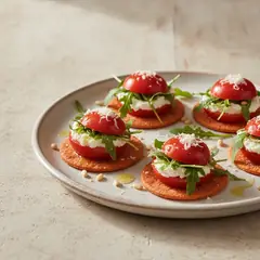 Spianatine con pomodorino ripieno di formaggio e rucola