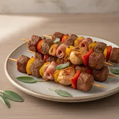 Spiedini di carne in friggitrice ad aria