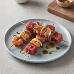 Spiedini di pesce in salsa Worcestershire