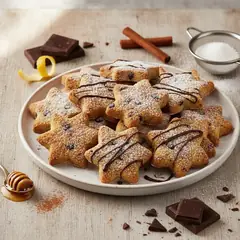 Stelle croccanti con cioccolato e cannella