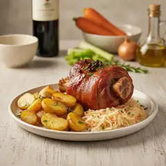 Stinco affumicato con patate e crauti