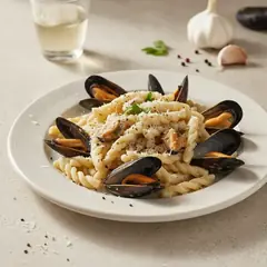 Strozzapreti cacio, cozze e pepe