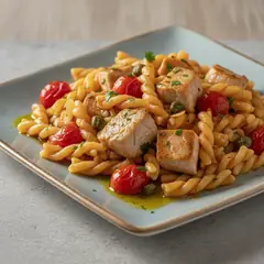 Strozzapreti con spada pomodorini e capperi