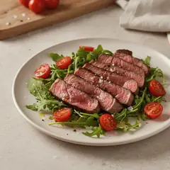 Tagliata di manzo con rucola e pomodorini