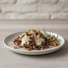 Tagliatelle al cacao, noci e gorgonzola